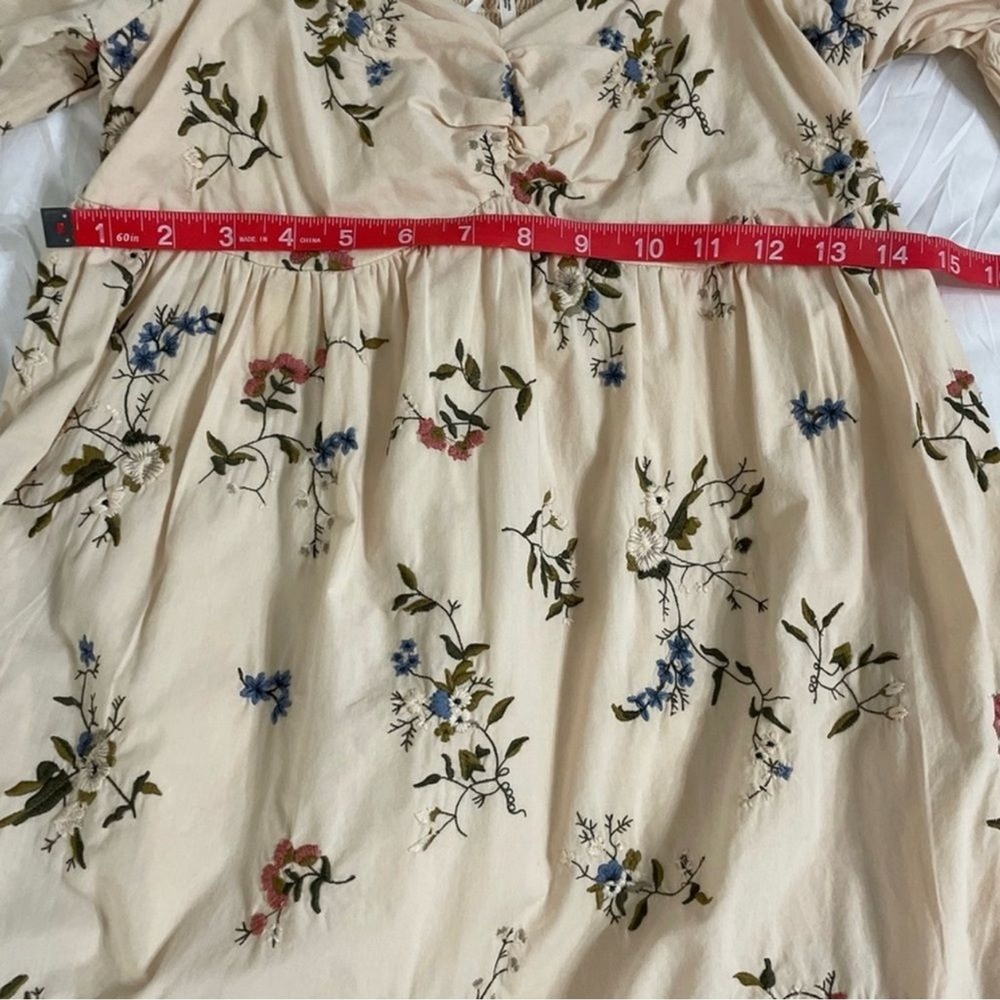 Anthropologie embroidered long sleeve mini floral peasant baby doll dress XS - Picture 15 of 15